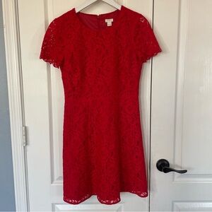 J. Crew Factory Scarlet Lace Mini Dress - Christmas, NYE, Holiday dress